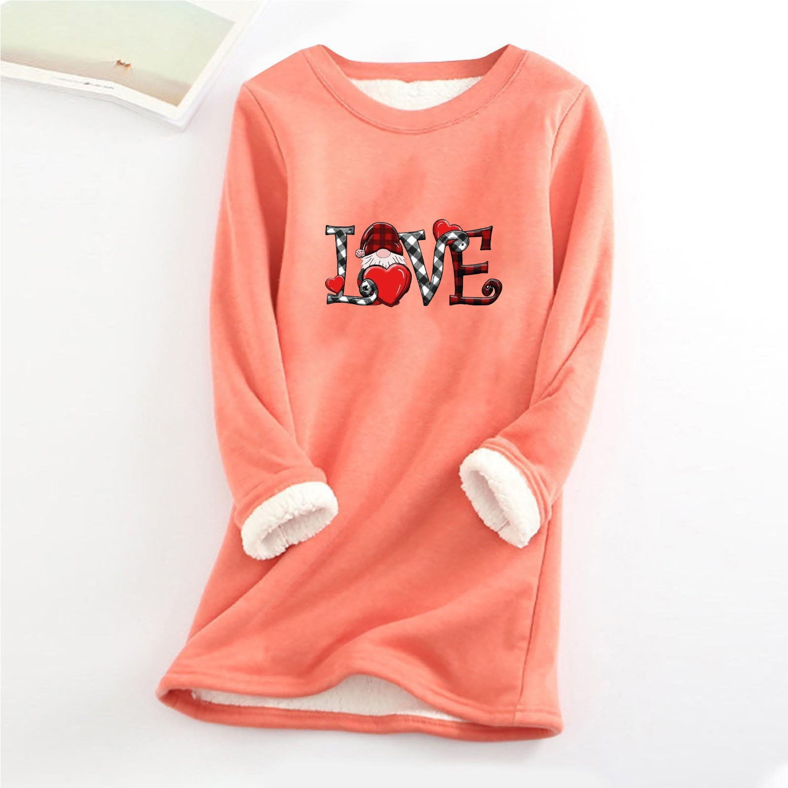 cllios Christmas Fuzzy Sweatshirts for Women Sherpa Lined Crewneck