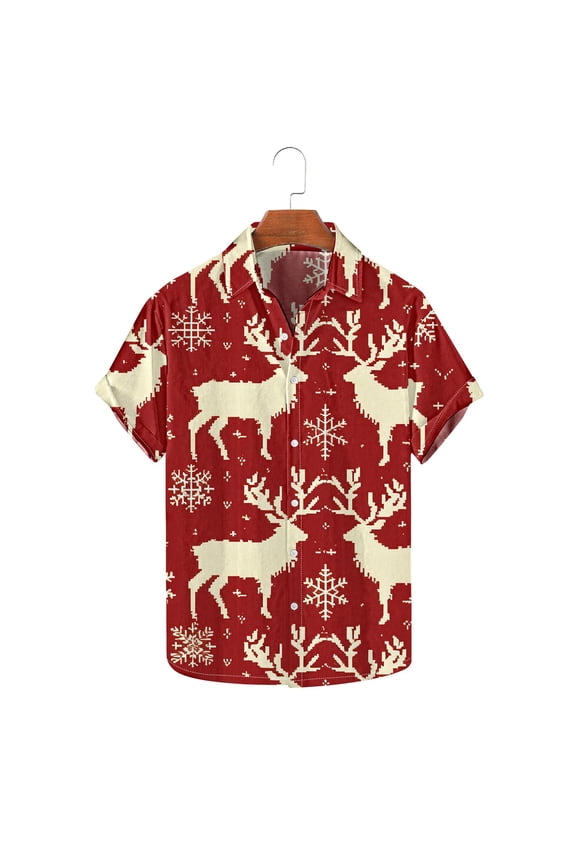 Christmas Vacation Hawaiian Shirts for Men,Mens Casual Button Down Short Sleeve Hawaiian Shirt Christmas Snowflakes Printed Holiday Party Aloha Shirts