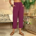 thumbnail image 1 of cllios Clothes Under $5 Plus Size Linen Capris Pants for Women Summer High Waist Pant Loose Fit Flowy Drawstring Casual Trousers Lightweight Palazzo Pants, 1 of 6