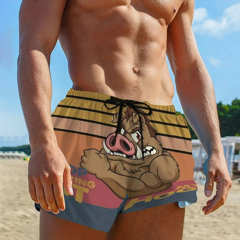 cllios Clearance Clothes Under 5 Men Swim Trunks Quickly Dry Summer Elastic Waist Beach Shorts Lightweight Drawstring Board Shorts Pocket Tropical Print Swimwear Walmart