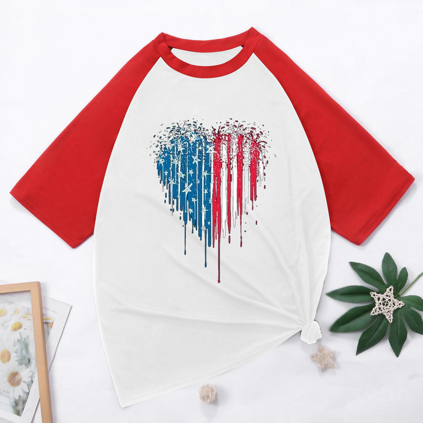 cllios Clearance Outlet Men's 4th of July Shirts Patriotic Red White and Blue Graphic Tees
