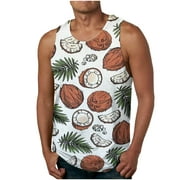 cllios Clearance Outlet Mens Tank Tops, New Fashion Casual Men's Summer Floral Hawaiian Camisole Print Sport Round-Neck Tank Top