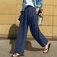 thumbnail image 1 of cllios Clearance Outlet Womens Wide Leg Cotton Linen Pants Summer Elastic Waist Pant Loose Fit Comfy Drawstring Trousers Yoga Bottom Pants, 1 of 6