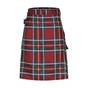 cllios Clearance Under $5 Mens Fashion Casual Retro Scottish Style Plaid Contrast Waistband Pleated Skirt Kilt for Men Irish