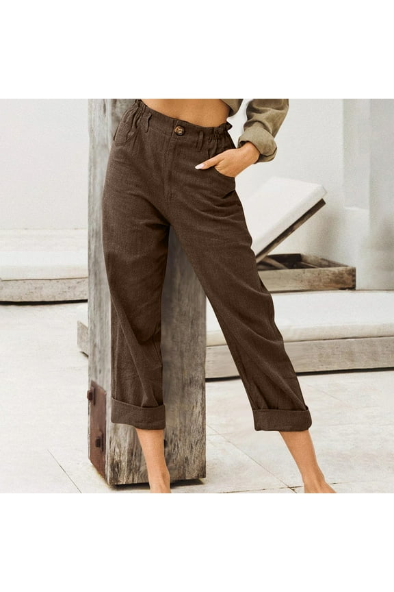 Under $5 Plus Size Linen Pants for Women Summer High Waist Pant Casual Flowy Drawstring Comfy Trousers Lightweight Beach Pants
