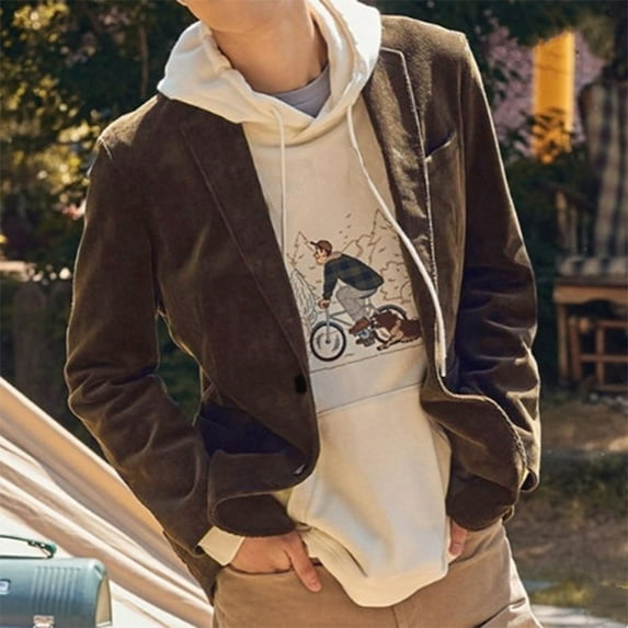 cllios Corduroy Sport Coat for Men Corduroy Blazer,Corduroy Jacket Men Vintage Two Buttons Notch Lapel Casual Suit Coat with Pockets