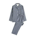 thumbnail image 1 of cllios Cotton Flannel Pajama Sets Mens Buffalo Plaid Nightwear Long Sleeve Button Down Sleepwear Lightweight Soft Loungewear 2 Pc Set, 1 of 2