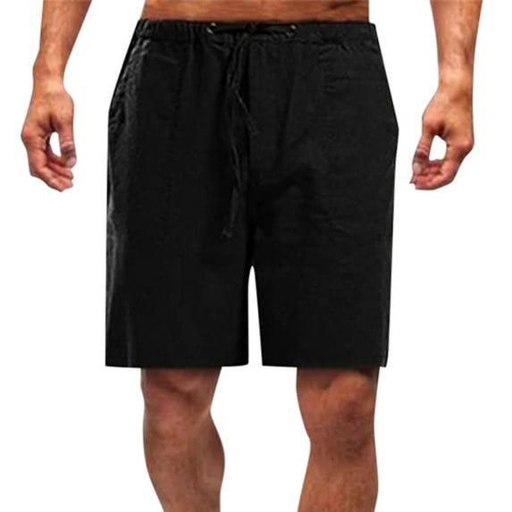 cllios Cotton Linen Shorts for Men Plus Size Shorts Summer Elastic Waist Beach Pants Loose Workout Short Pants