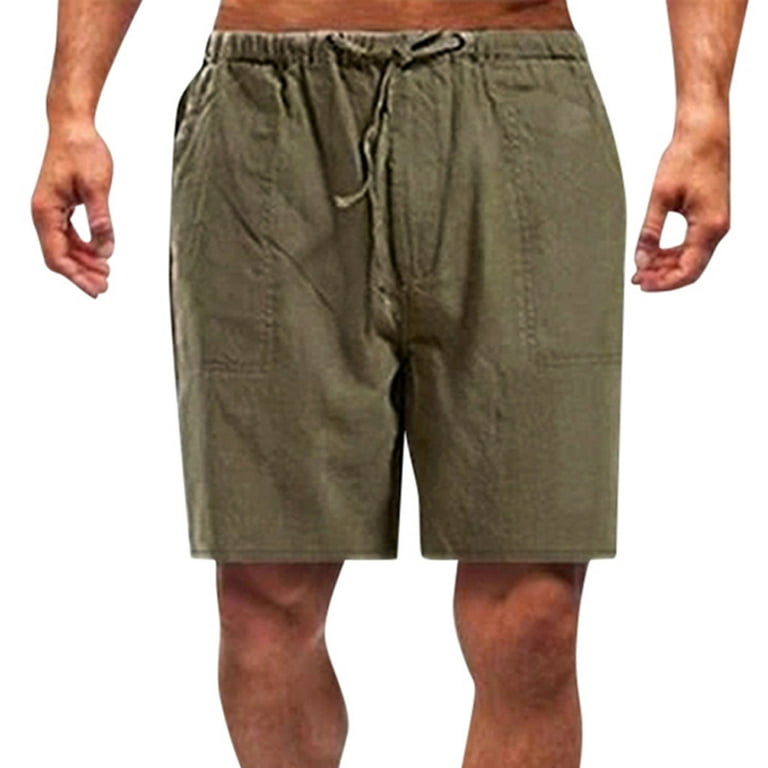 cllios Cotton Linen Shorts for Men Plus Size Shorts Summer Elastic Waist Beach Pants Loose Workout Short Pants Walmart