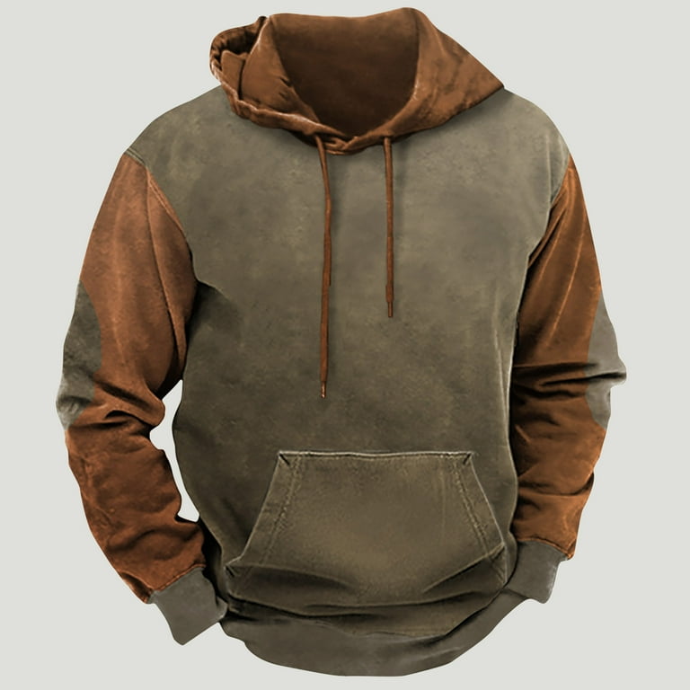 Men's hoodie retro elbows drawstring shop
