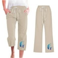 thumbnail image 1 of cllios Deals Women's Plus Size Cotton Linen Pants Summer High Waist Pant Casual Drawstring Comfy Trousers Lounge Palazzo Pants, 1 of 4