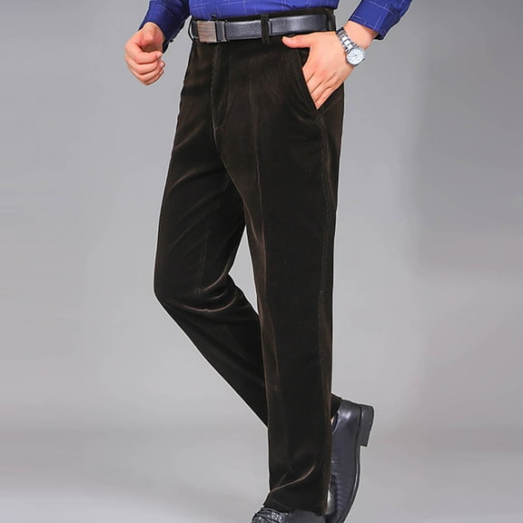cllios Men's Corduroy Pant Big and Tall Straight Fit Flat-Front Casual Chino Pants Men's Stain Shield Stretch Slim Fit Flat Front Dress Pant Trousers
