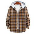 thumbnail image 1 of cllios Flannel Shirt Jacket for Men Casual Long Sleeve Plaid Shirts Regular Fit Button Down Lightweight Shirt Tops Yellow L, 1 of 9
