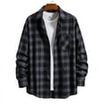 thumbnail image 1 of cllios Flannel Shirt for Men Casual Open Front Button Down Shacket Jacket Modern Fit Long Sleeve Plaid Shirts Fall Work Jackets with Pocket Black S-XL, 1 of 4