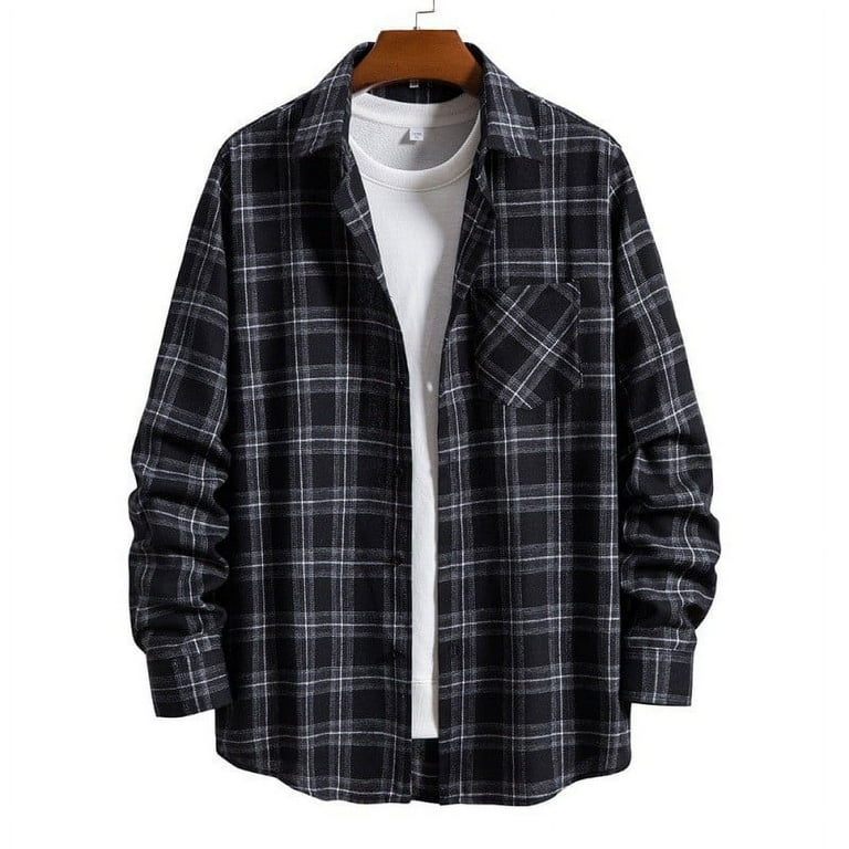 cllios Flannel Shirt for Men Casual Open Front Button Down Shacket