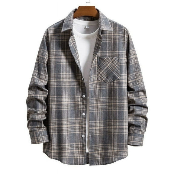cllios Flannel Shirts Men Casual Plaid Outerwear Fall Button Down Shirt Jacket Classic Fit Long Sleeve Cardigan Jacket with Chest Pocket Black S-XL