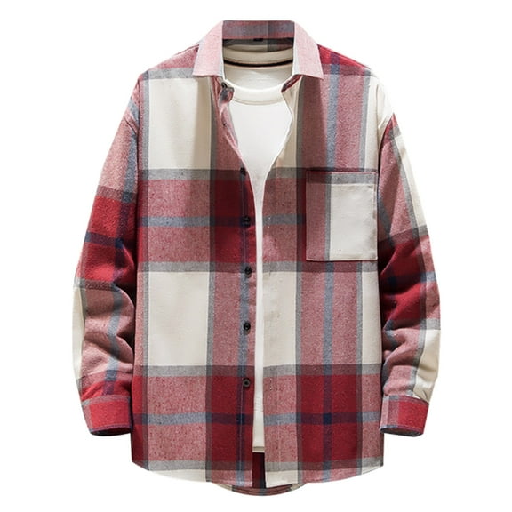cllios Flannel Shirts Men Casual Plaid Outerwear Fall Button Down Shirt Jacket Modern Fit Long Sleeve Lightweight Jacket