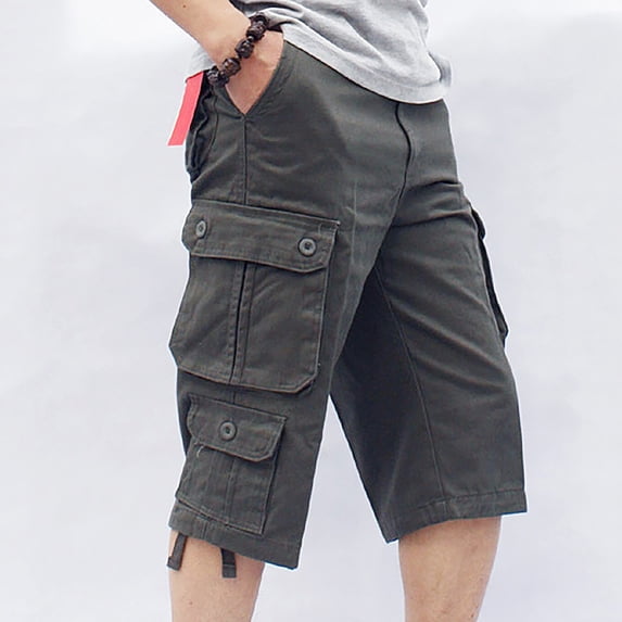cllios Flash Deals Cargo Capri Pants for Men Relaxed Fit Multi Pockets Shorts Work Tactical Cropped Pants Casual Hiking Cargo Pants