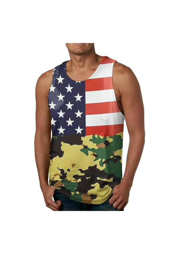 Funny 4th of July Shirts for Men American Flag Tank Top Mens USA Sleeveless Shirts Independence Day Workout Tank Shirt Beach Athletic Undershirts