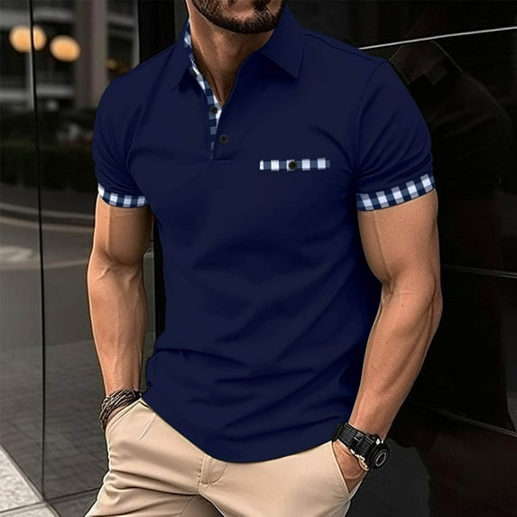 cllios Golf Shirts for Men with Pocket Slim Fit Short Sleeve Golf Tshirts Classic 3 Button Collared Business Work T Shirts Dressy Office Summer Tops