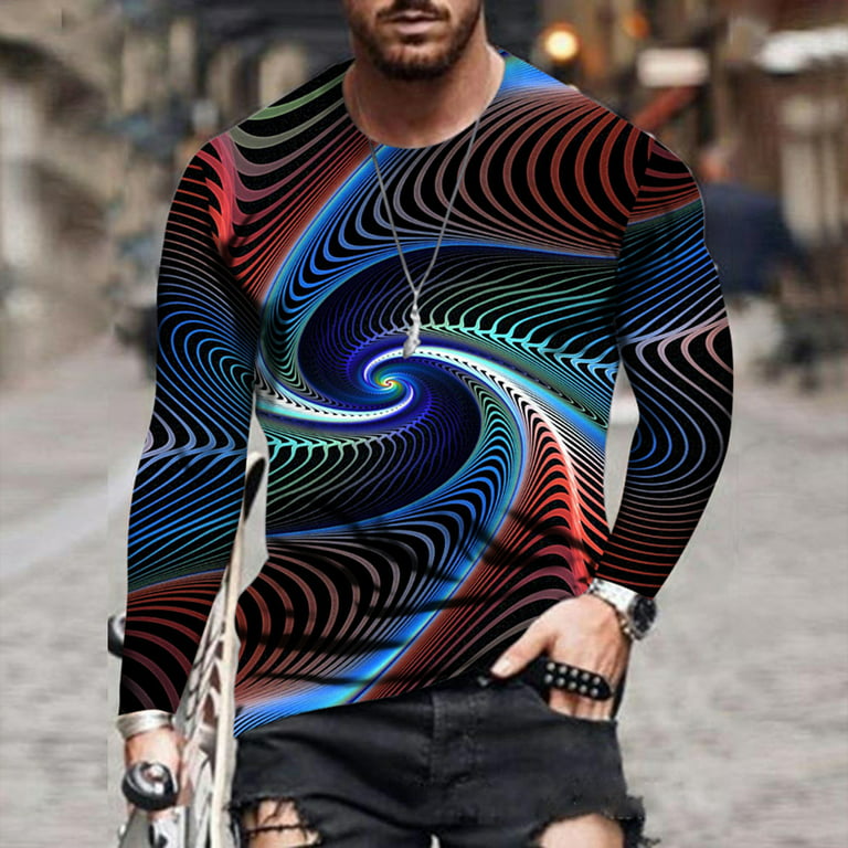 Mens Summer Stylish T Shirts 3D Abstract Print Casual Slim Fit Tee