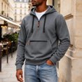 thumbnail image 1 of cllios Half Zip Hoodies for Men with Zippered Front Pocket Drawstring Long Sleeve Casual Hooded Pullover Sweatshirts, 1 of 9
