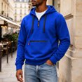 thumbnail image 1 of cllios Half Zip Hoodies for Men with Zippered Front Pocket Drawstring Long Sleeve Casual Hooded Pullover Sweatshirts, 1 of 9