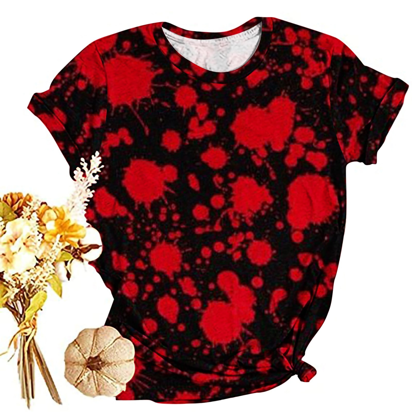 cllios Halloween Shirts for Women Plus Size Graphic Tees Stretch Short