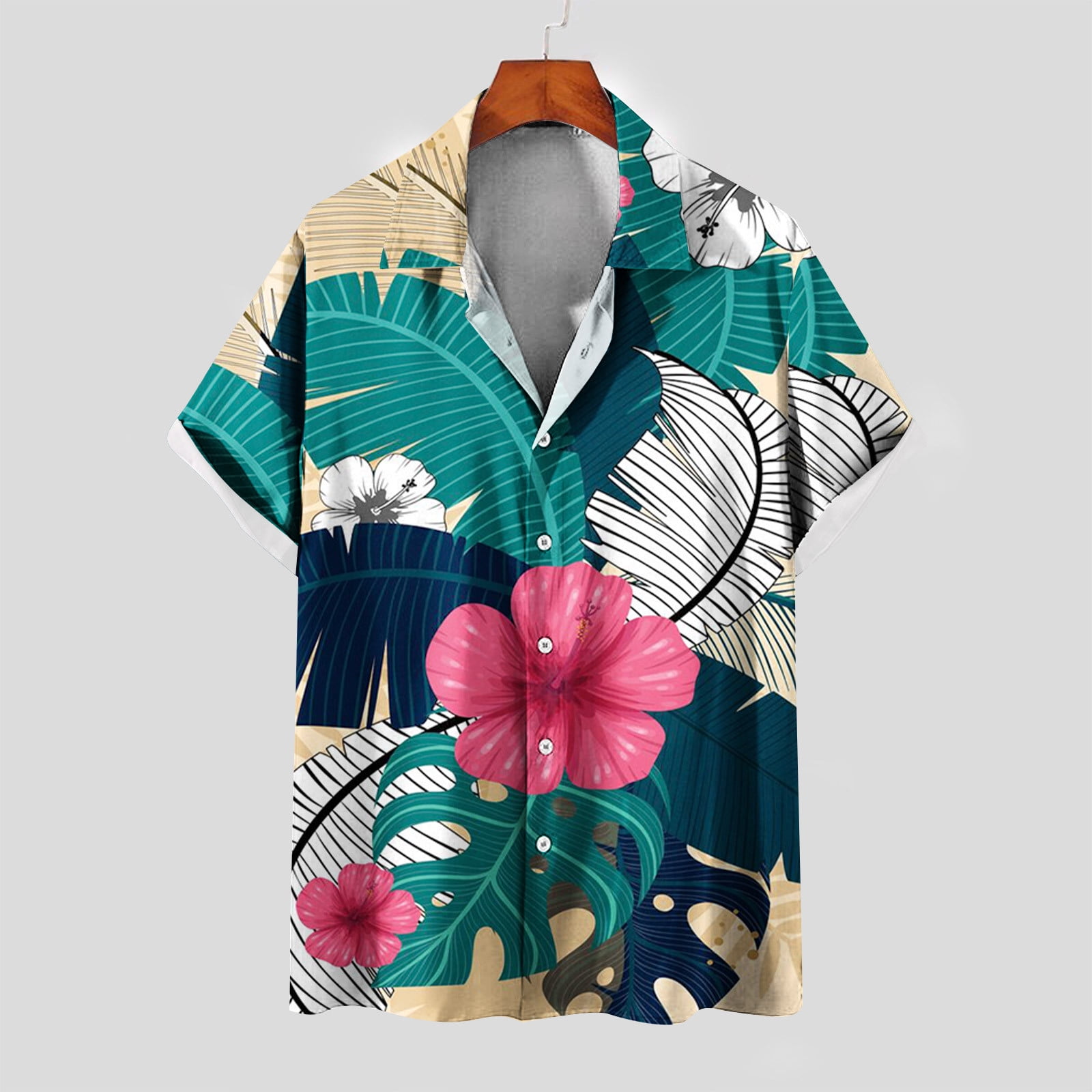 cllios Hawaiian Shirts for Men Summer Tropical Print Beach Shirts Aloha ...