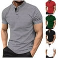 thumbnail image 1 of cllios Henley Shirts for Men Short Sleeve Casual Collarless Shirt Quick Dry Summer T-Shirts Classic 3 Button Muscle Tshirts Golf Workout Tops, 1 of 7