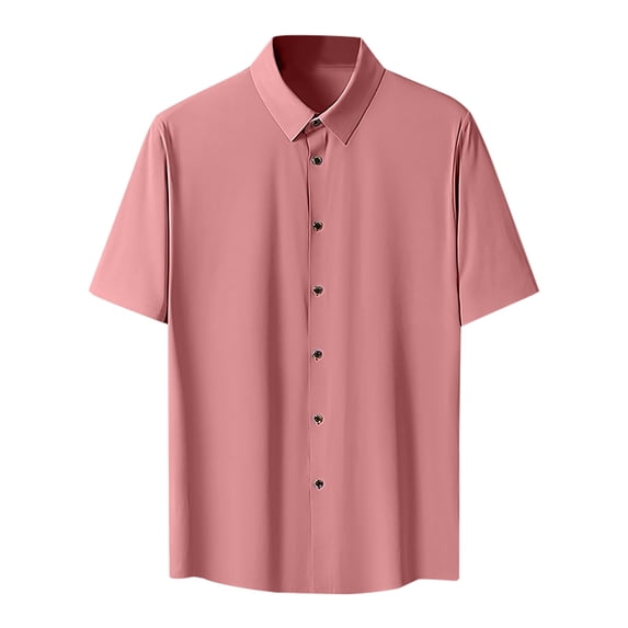 cllios Ice Silk Shirts for Men Big and Tall Casual Button Down Tshirts Business Casual Short Sleeve Work Shirt Summer Formal Dress T-Shirts Lightning Deals