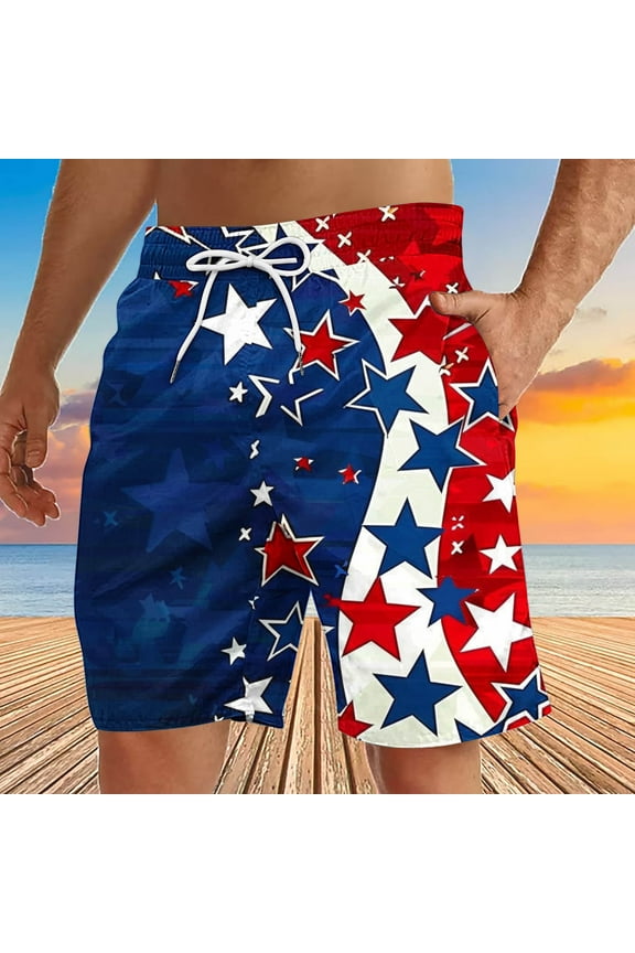 Independence Day Men Swim Trunks Big and Tall Quick Dry Board Shorts 4th of July American Flag Bathing Suits Swimwear Summer Holiday Beach Shorts Day Today