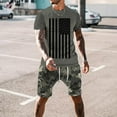 thumbnail image 1 of cllios Independence Day Outfits for Men 2 Piece Patriotic Red White and Blue Graphic Tees Trendy Crewneck Top and Vintage Drawstring Shorts Sets Track Suits, 1 of 5