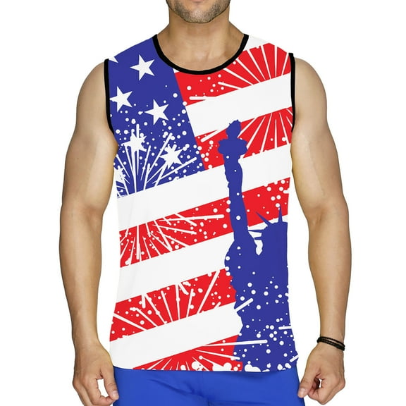 cllios Independence Day Tank Tops for Men Patriotic American Flag Graphic Tees Comfortable Crewneck Top Big and Tall Sleeveless T Shirt Vest
