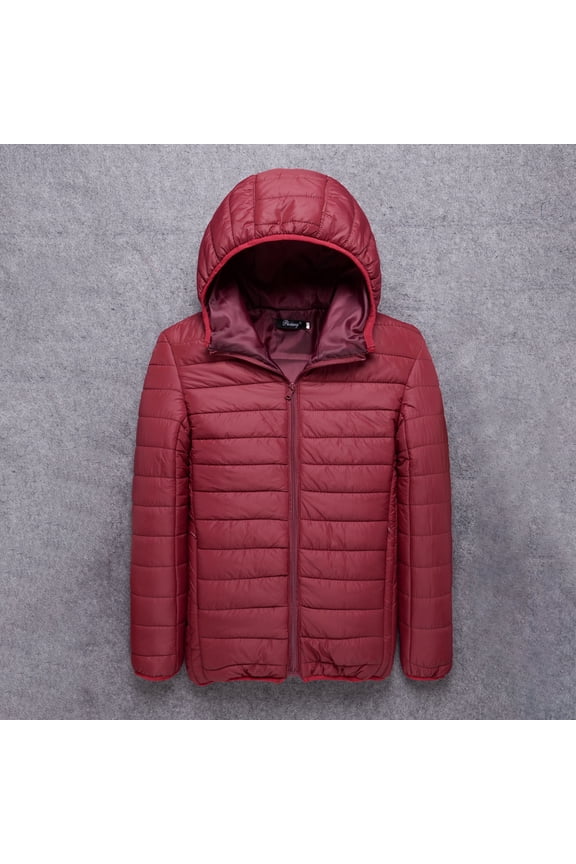 Down Jacket Men with Hood Lightweight Packable Puffer Jacket Big and Tall Zip Up Bubble Coat Windproof Winter Coat Hooded Insulated for Travel Ski