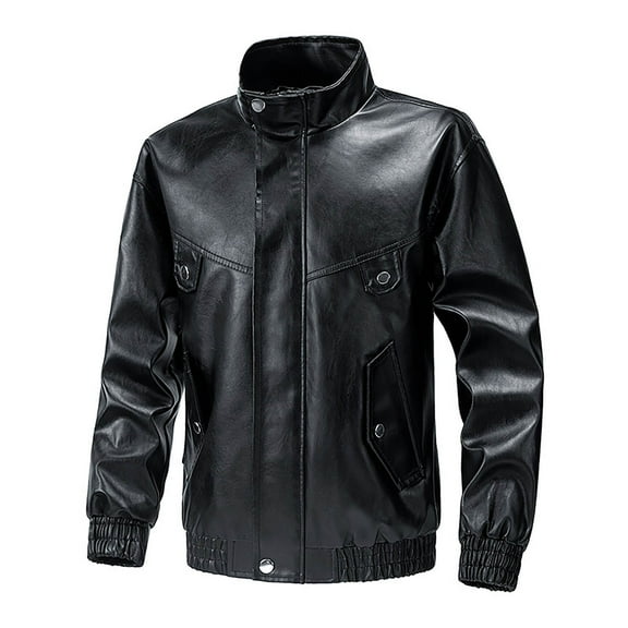 cllios Leather Jackets for Men, Faux Bomber Jacket Men Motorcycle Lapel Zip-Up Loose Fit Biker Coat Lightweight Casual Coat Windbreak Flight Outerwear with Pockets for Spring Fall