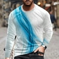 thumbnail image 1 of cllios Long Sleeve Shirts for Men Big and Tall Casual 3D Line Print T-Shirt Crewneck Tees Mens Regular-Fit Shirt Workout Pullover Tops Blue L, 1 of 5