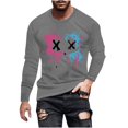 thumbnail image 1 of cllios Long Sleeve Shirts for Men Funny Smiling Face Print Graphic Tees Classic Crew Neck T Shirts Fashion New Sweatshirt Streetwear, 1 of 4