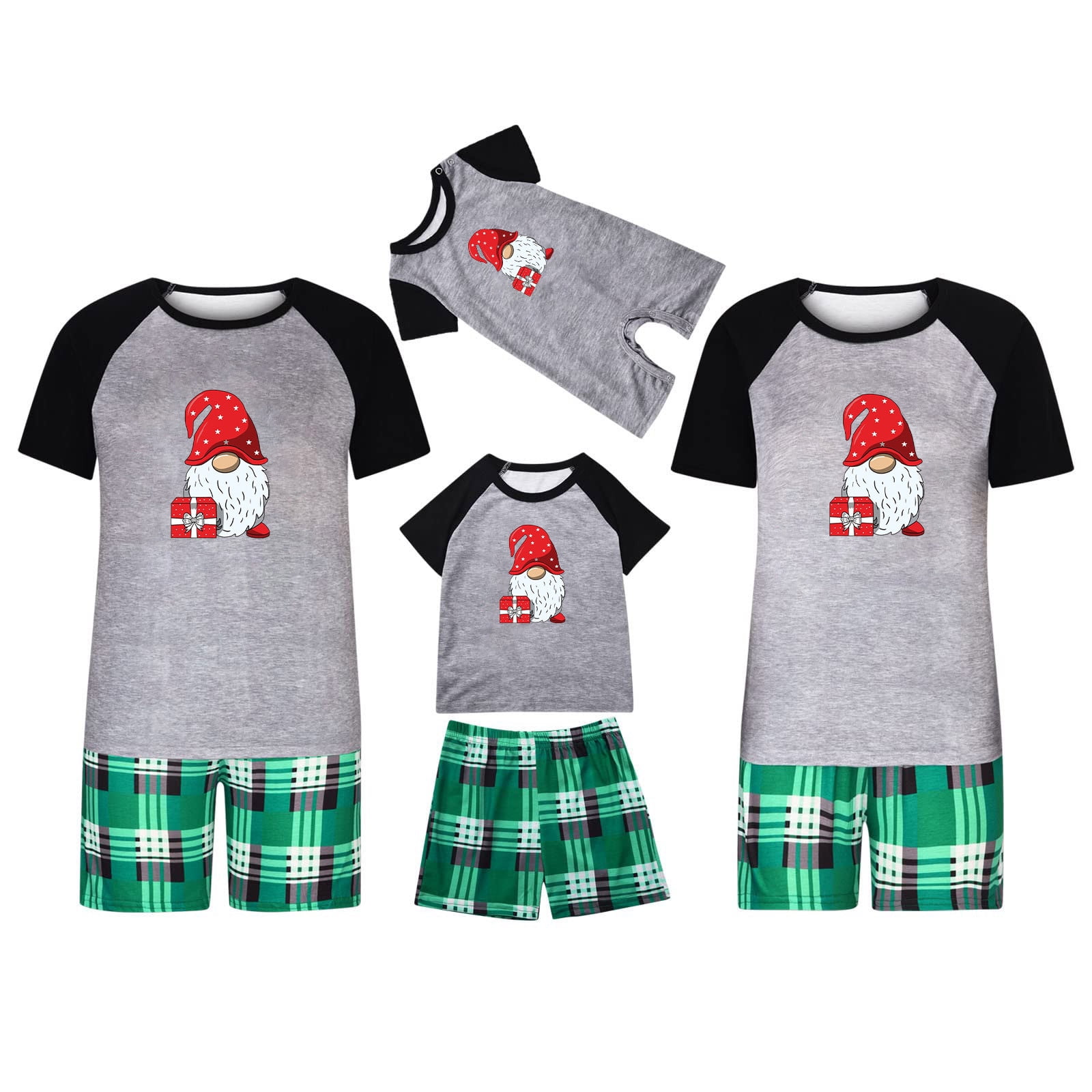 cllios Marching Christmas Pjs for Family Xmas Long Sleeve Crewneck Tops and  Plaid Pants Gnomes Christmas Pjs Sleepwear Holiday Nightwear Jammies Sets  Dad M 