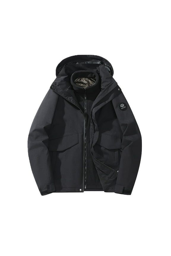 Men Big and Tall 3-in-1 Ski Jacket Winter Snow Coat Windproof Zip Up Jackets Trendy Snowboarding Jackets Warm Running Hiking Travel Puffer Coat