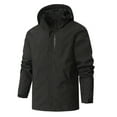 thumbnail image 1 of cllios Men Big ant Tall Softshell Jackets,Mens Zip Up Waterproof Jacket Casual Solid Drawstring Pockets Hooded Coat Winter Thermal Fleece Windbreaker, 1 of 8