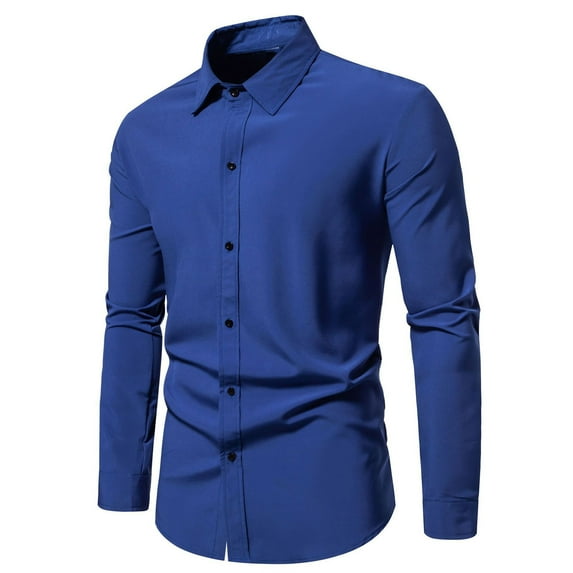 cllios Men Dress Shirts Spring Long Sleeve Wrinkle-Free Work T-Shirt Casual Button Down Shirts Business Party Dress Shirts
