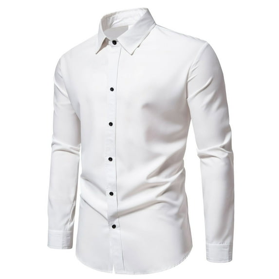 cllios Men Dress Shirts Spring Long Sleeve Wrinkle-Free Work T-Shirt Casual Button Down Shirts Business Party Dress Shirts