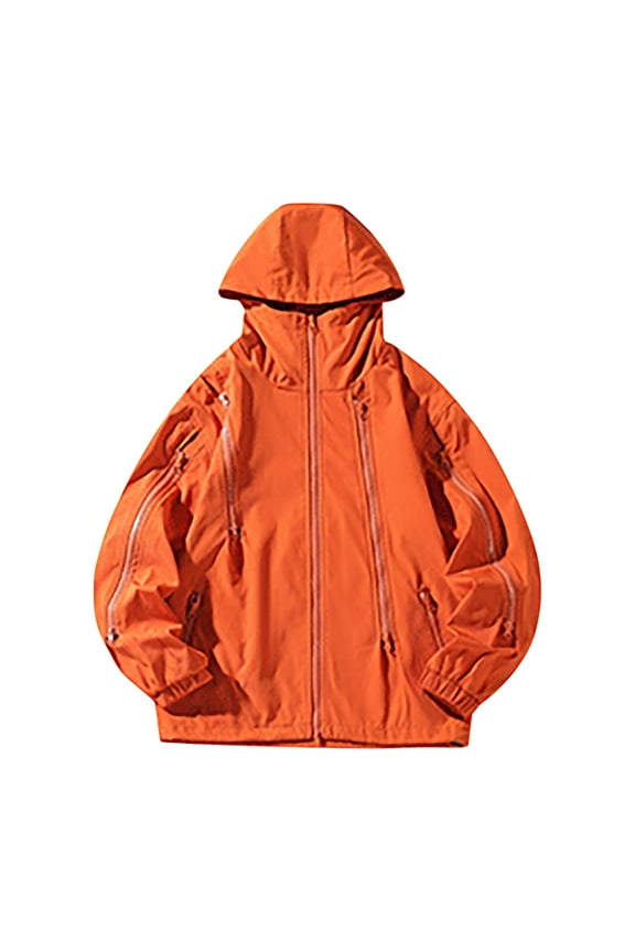 Men Hooded Jacket,Men's Winter Ski Coat Windproof Rain Jackets Snowboarding Jackets Zip Up Multi-Pocket Puffer Jackets with Hood