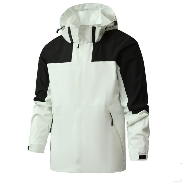 cllios Men Softshell Jackets Big and Tall Waterproof Windbreaker Jackets Casual Hooded Raincoat Jacket Lightweight Zip Up Windproof Coat with Pockets