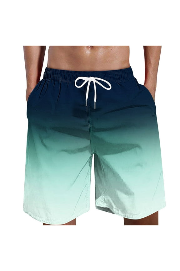 Men Swim Trunks Short,Men's Swim Trunks Quick Dry Bathing Suit Gradient Swimming Board Shorts Summer Lightweight Beach Swimwear Mint Green 2XL