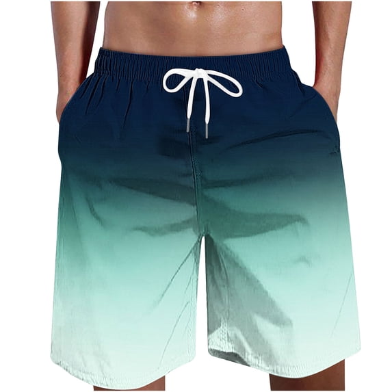 cllios Men Swim Trunks Short,Men's Swim Trunks Quick Dry Bathing Suit Gradient Swimming Board Shorts Summer Lightweight Beach Swimwear Mint Green 6XL