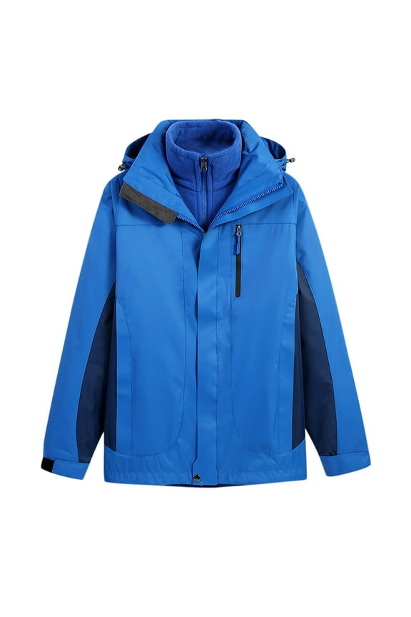 Men Waterproof 3-in-1 Ski Jacket Warm Softshell Puffer Liner Insulated Winter Coat Loose Zip Up Mountain Windbreaker Snow Rain Jackets Outdoor Workout Coat with Puffer Jacket