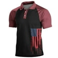 thumbnail image 1 of cllios Men's 4th of July Shirts Button Up Short Sleeve Golf T Shirts Distressed American Flag Graphic Tee Quick Dry Moisture Wicking Athletic Tshirts, 1 of 3