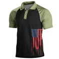 thumbnail image 1 of cllios Men's 4th of July Shirts Button Up Short Sleeve Golf T Shirts Distressed American Flag Graphic Tee Quick Dry Moisture Wicking Athletic Tshirts, 1 of 3
